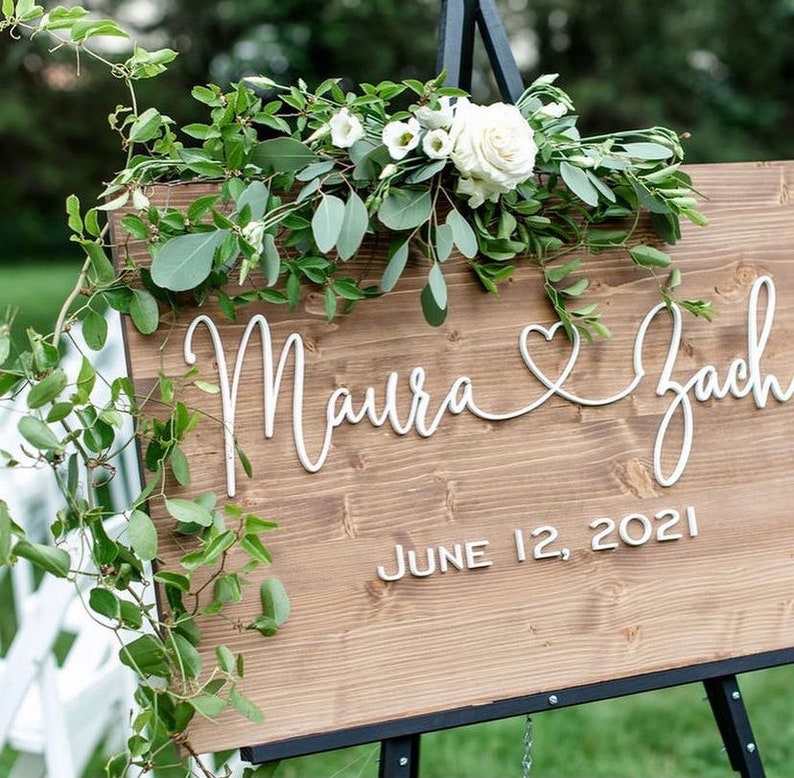 Wedding Welcome Sign, Wedding Sign, Rustic Wood Sign, Wedding Signage, Wedding Name Sign, Established Date Sign, Custom Wedding Sign image 4