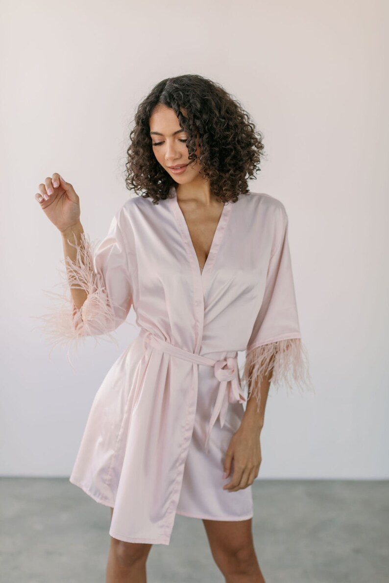Bridesmaid Robes Feather Robe Robe With Feathers Feather Etsy
