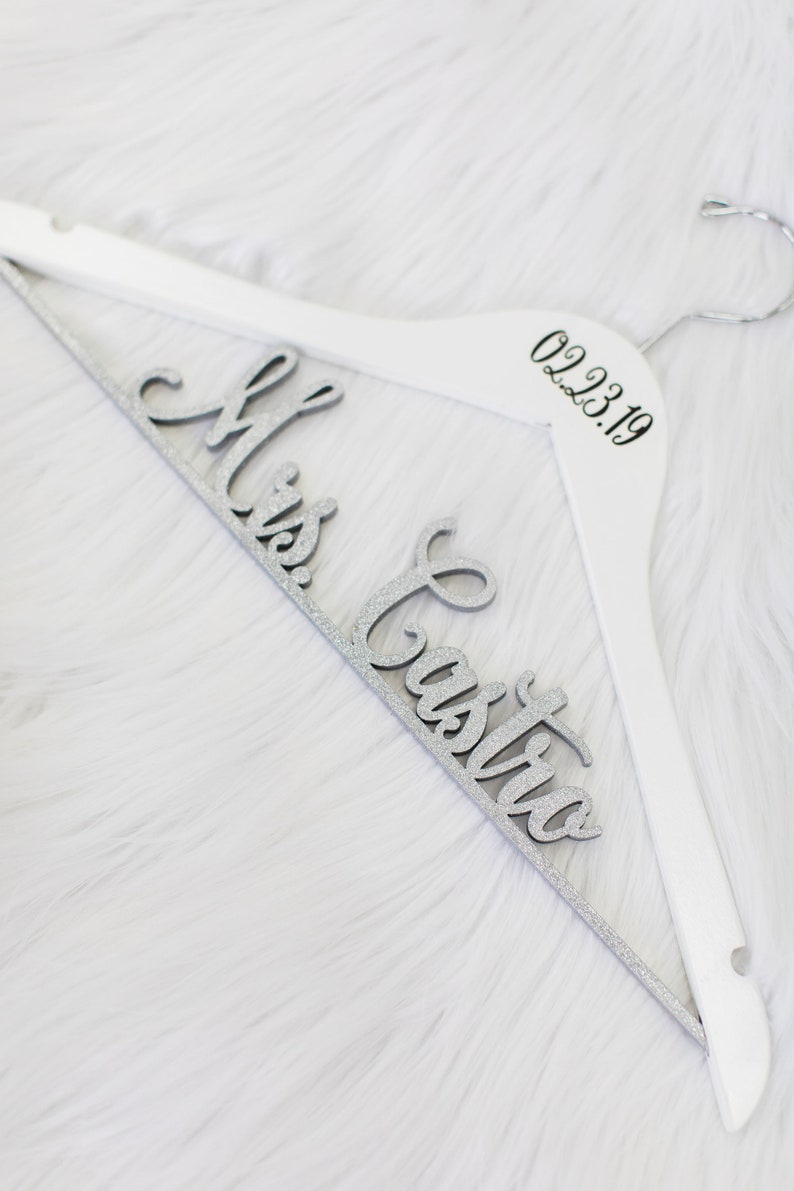 Wedding Dress Hanger Personalized Hanger Wire Name Hanger Bride Gift Wedding Hanger Customized Hanger Wood Name Hanger