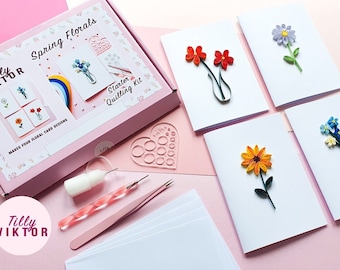 Kit de quilling para principiantes, kit de artesanía, kit de quilling de tarjetas florales