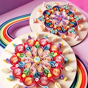 Kit de quilling mandala méditatif - Kit d'artisanat mandala édition pastel, artisanat pleine conscience