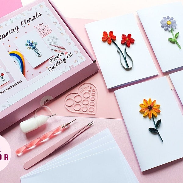Beginner Quilling Kit, Craft Kit, Floral Card Quilling Kit