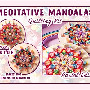 Meditative Mandala Quilling Kit Pastel Edition Mandala Craft Kit, Mindful Crafts image 2