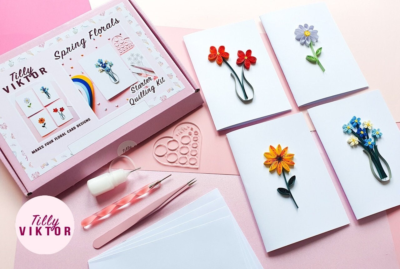 Beginner Quilling Kit, Craft Kit, Floral Card Quilling Kit 