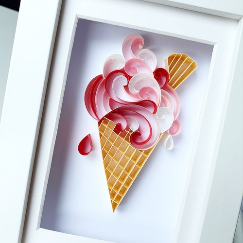 Strawberry Ice Cream Art Kitchen Wall Decor Food Wall Art Etsy