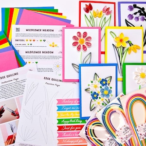 Kit de quilling de fleurs, kit d'artisanat pour dames pour elle, kit de bricolage, lot de kits de quilling floral