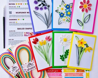 Blumen-Quilling-Set, DIY-Bastelset, Blumen-Quilling-Set, Wildblumenwiese