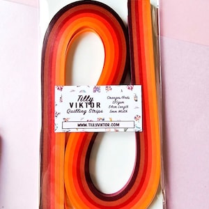 クイリングペーパー、クイリングストリップ、5 mm 10 mm オレンジレッドペーパーパック、ペーパークラフト、ペーパーフィリグリー