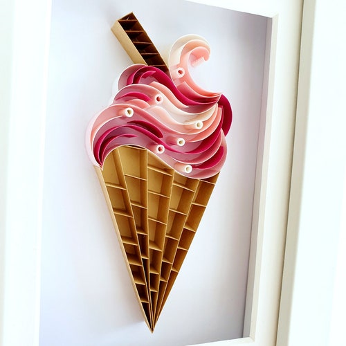 Strawberry Ice Cream Art Kitchen Wall Decor Food Wall Art Etsy