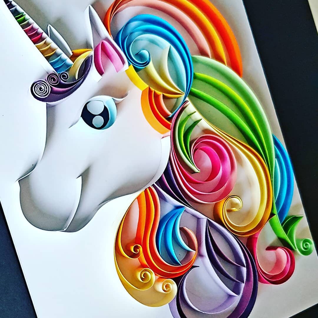 Quilled Unicorn Wall Art Magical Fantasy Wall Art Rainbow Etsy