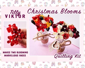 Christmas Quilling Kit, DIY Craft Kit, Floral Vase Quilling Kit