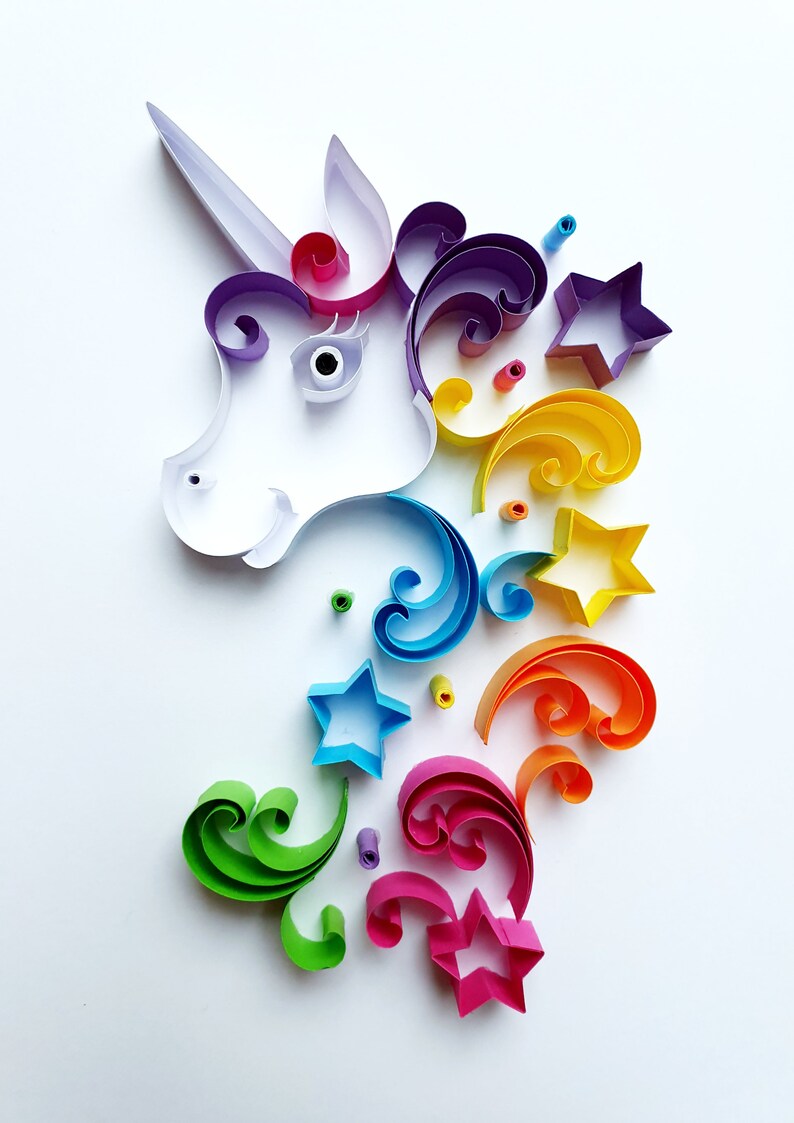 Mini Framed Quilled Unicorn Wall Art Magical Fantasy Wall Etsy