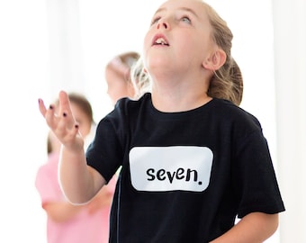 Seventh Birthday Age Children's Cotton Tshirt - SEVEN - 7th Birthday