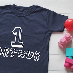 Niños personalizados edad 3D carta celebración cumpleaños camiseta - 1er regalo de cumpleaños - 2do cumpleaños Top Boy