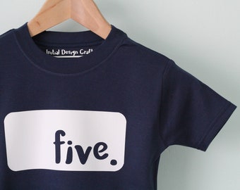 Fifth Birthday Age Children's Cotton Tshirt - FIVE - 5th Birthday Party