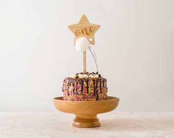 1st Birthday Wooden Cake Topper - ONE Magic Wand Photo Prop - Fairy Wand