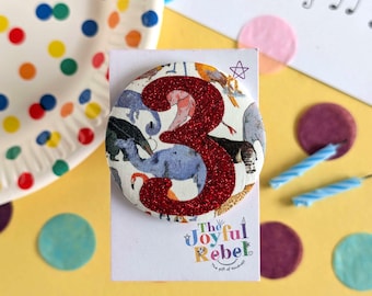 Personalised 3rd Birthday Badge - Custom Fabric, Baby Safe