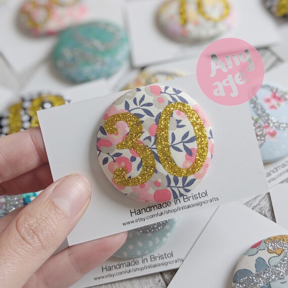 Girls Birthday Badge Birthday Badge Customisable Birthday Badge Birthday Age Badge Glitter Birthday Badge