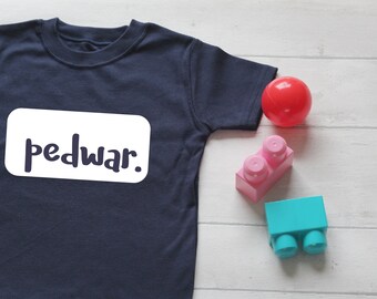 Welsh Birthday Age Children's Cotton Tshirt - un, dau, tri, pedwar, pump, chwech