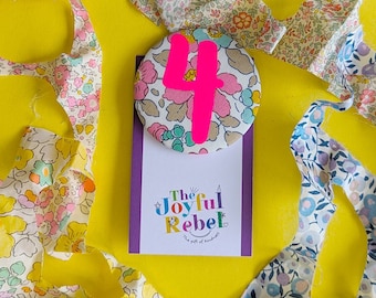 Liberty Print 4th Birthday Badge: Large Safety Pin