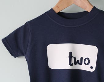 2nd birthday tshirt, second birthday top, birthday present, children's tshirt, shirt, blue shirt, birthday gift, personalised tshirt
