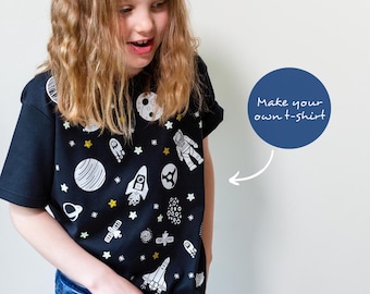 DIY Kids Space T-Shirt Craft Kit: Glow-in-the-Dark Galaxy Top Creator