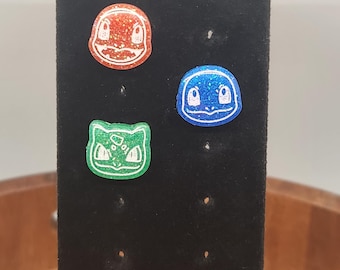 Pokemon Inspired Kanto Starter Glitter Pin