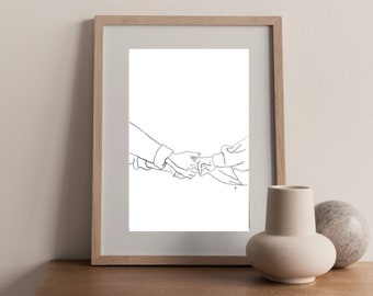 Holding Hands Line Art | Instant Download, Line Art, Minimalist Art, Hand Line Art, Couple Art, Digital Print Art