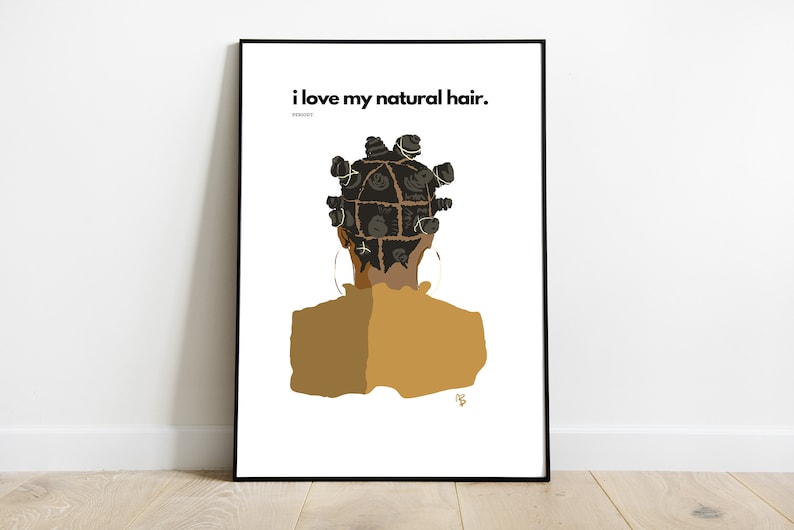 I Love My Natural Hair Bantus Instant Download, Black Girl Boho Art, Afro American Art, Black Girl Print, Black Woman Art, Black Girl Art image 1