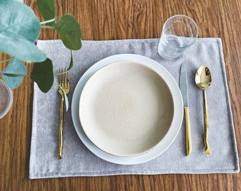 Chenille Gray Table Placemats | ALANAYA HOME