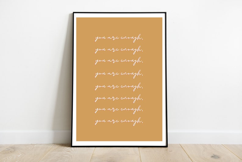 You Are Enough Wall Art Text Printable Wall Art, Encouraging Wall Art, Motivational Wall Prints, Printable Wall Art, Instant Download image 1