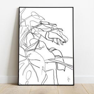 Monstera Line Art / Download istantaneo, Plant Wall Art, Stampe vegetali, Stampe digitali, Grafica per piante stampabili, Grafica a parete stampabile