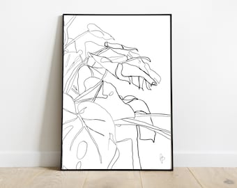 Monstera Line Art | Instant Download, Plant Wall Art, Plant Prints, Digital Prints, Printable Plant Art, Printable Wall Art