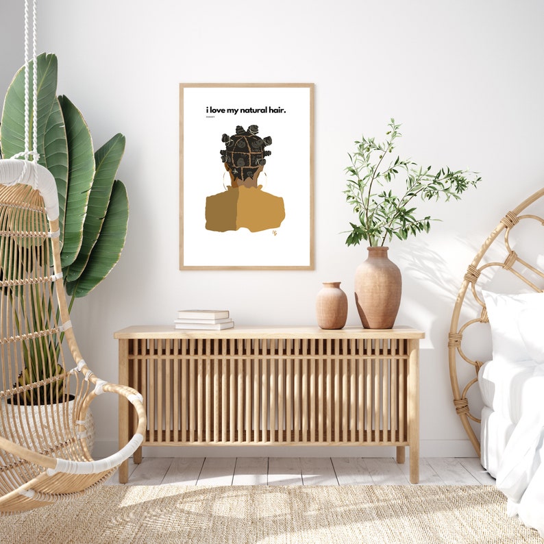 I Love My Natural Hair Bantus Instant Download, Black Girl Boho Art, Afro American Art, Black Girl Print, Black Woman Art, Black Girl Art image 2