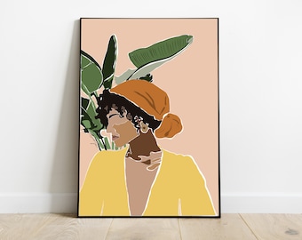 African American Tropical Wall Art, Black Woman Tropical Art, Black Woman Vacation Wall Art, Tropical Wall Art