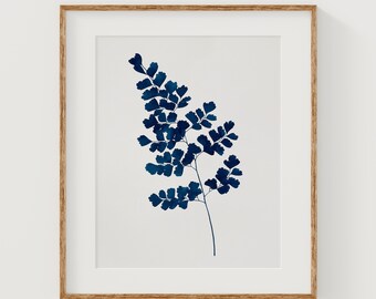 Indigo Maidenhair Fern No. 2 | Blue Botanical Wall Art | Watercolor Print | Nature Decor