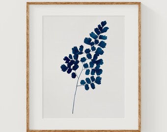 Indigo Maidenhair Fern No. 1 | Blue Botanical Wall Art | Watercolor Print | Nature Decor