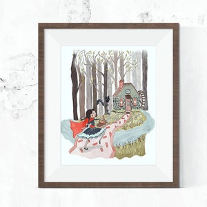 To Grandmother&#39;s House -  // Children&#39;s Art, Fairytale Print, Red Riding Hood, Fairy Tale, Wall Art, Children&#39;s Room, Nursery Gift