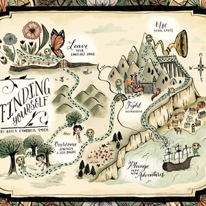 Se trouver - Impression Giclée // Art mural pour enfants, Amoureux des livres, Chambre d'enfants, Inspiration, Motivation, Illustration de la carte