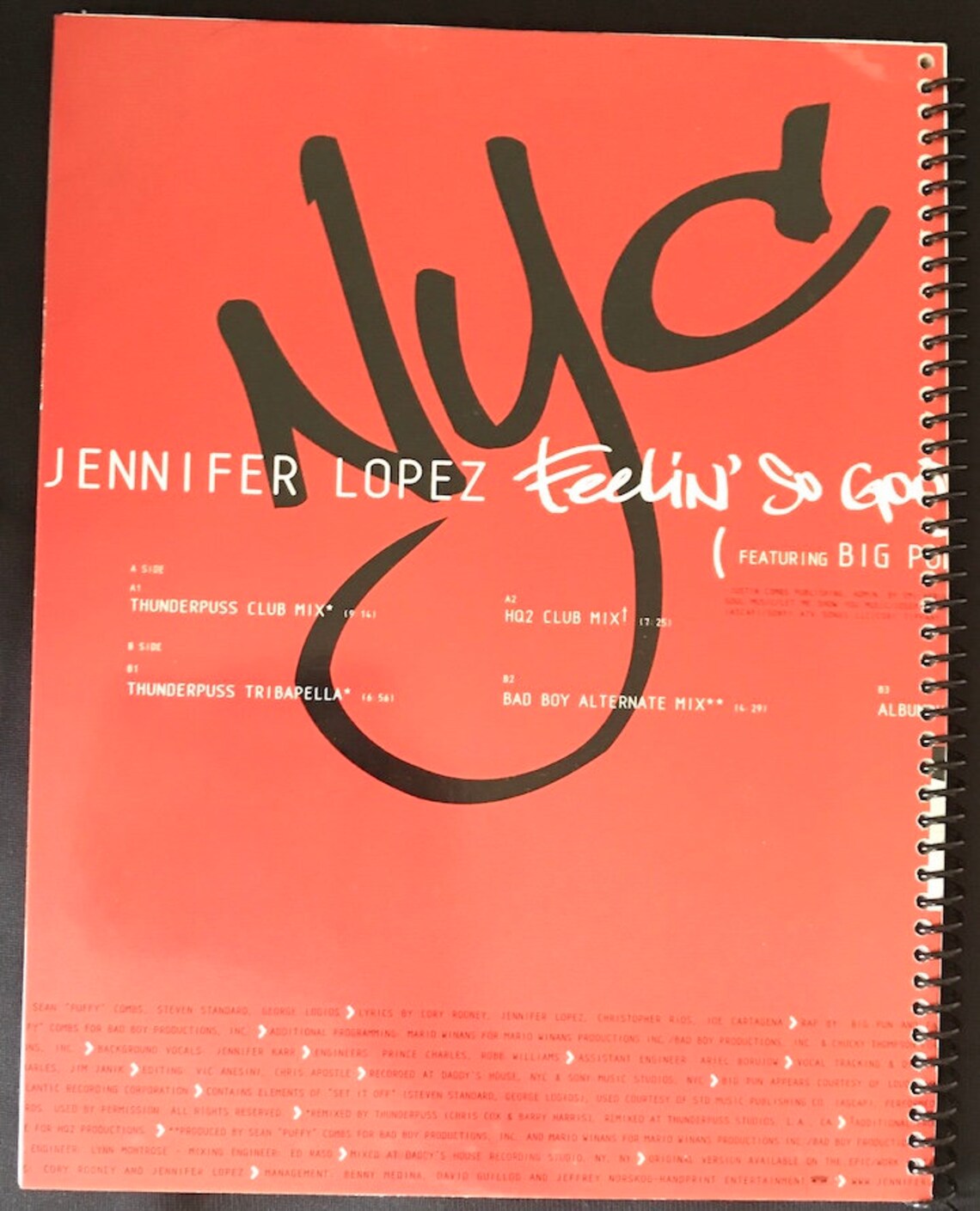 Jennifer Lopez LP notebook 8.5 x 11 | Etsy