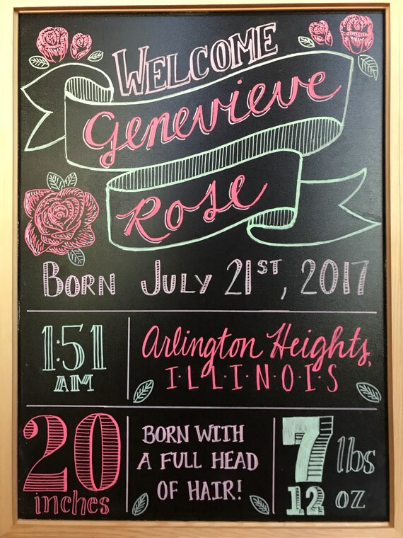 Birth Announcement Chalkboard | Etsy