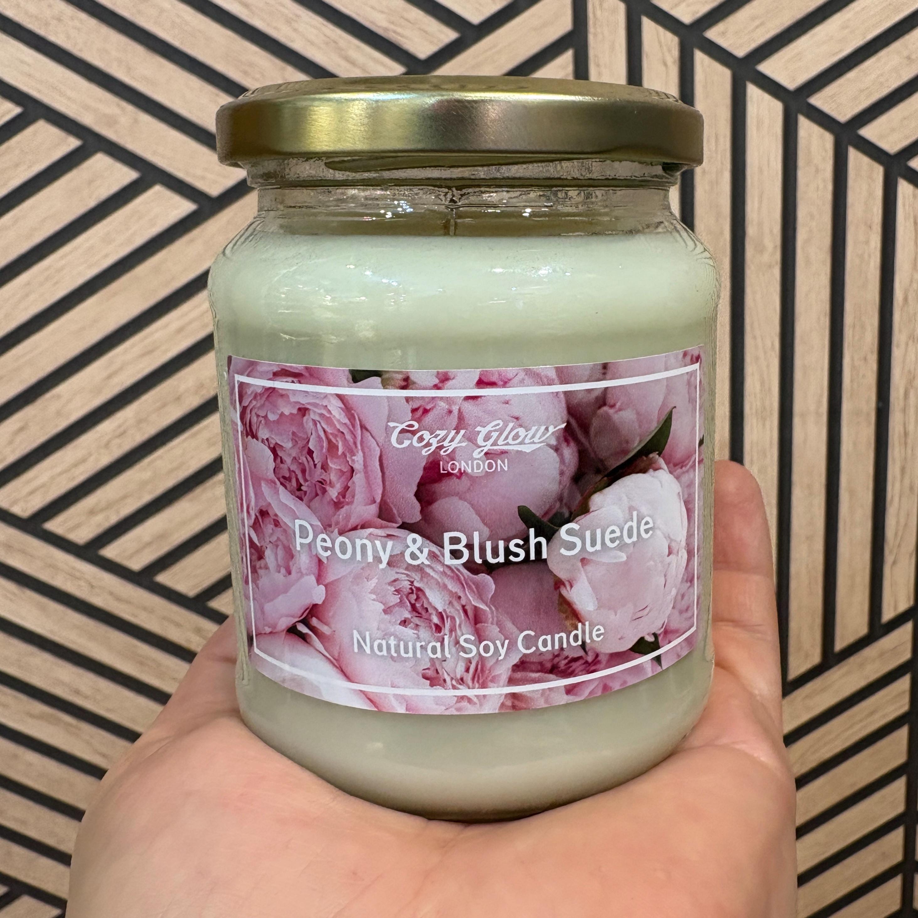 Cozy Glow Peony & Blush Suede Soy Candle