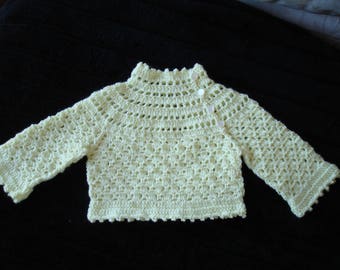 Baby Girl Jumper crocheted in 4 ply Bella Baby Wonder in Lemon