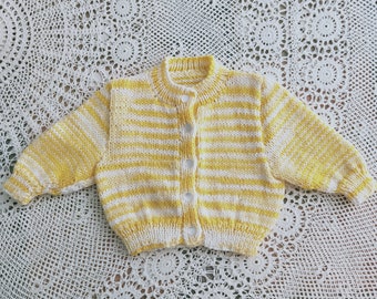 Baby Cardigan, Yellow and White Cardigan, Baby Girl Cardigan,Baby Girl Clothing, Baby Boy Cardigan, Baby Boy Clothing