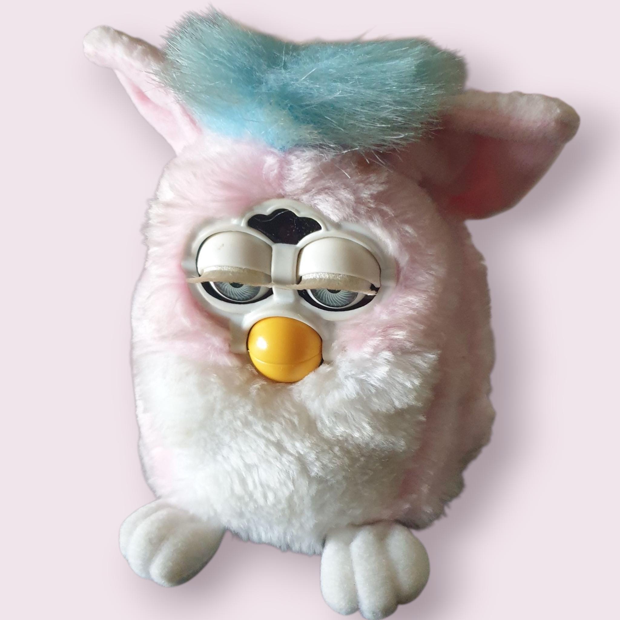 Vintage Baby Pink Furby Working Speaks Italian Pink Fur White