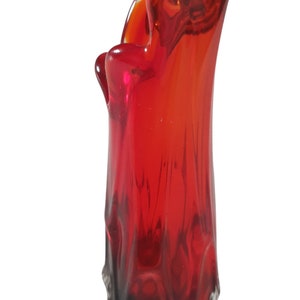 Vintage Glasschaukelvase oder Fingervase in toller rot-orange und grüner Farbe Bild 8