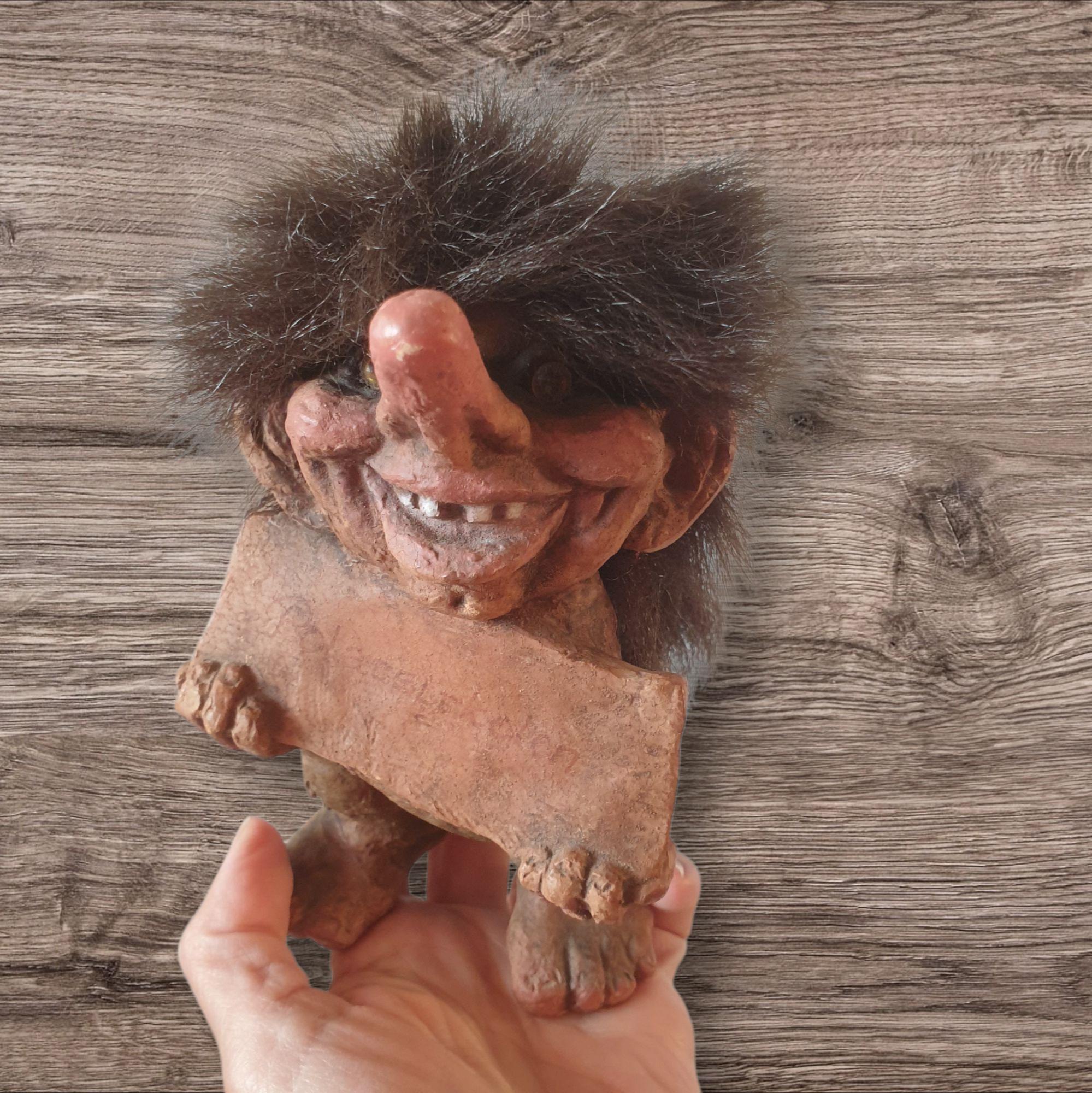 Vintage Norwegian Troll #186 Smiling Troll Holding a Polarsirkelen