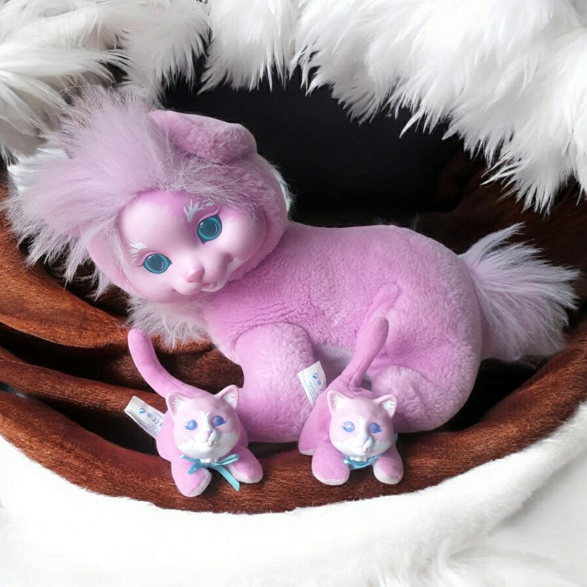 Cute Vintage 1990s Hasbro Kitty Surprise Pink Cat With Two Kittens