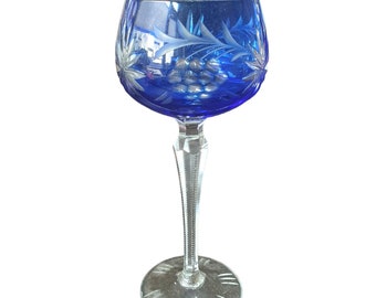 Stunning cobalt blue glass with grapes and leafs vintage / antique