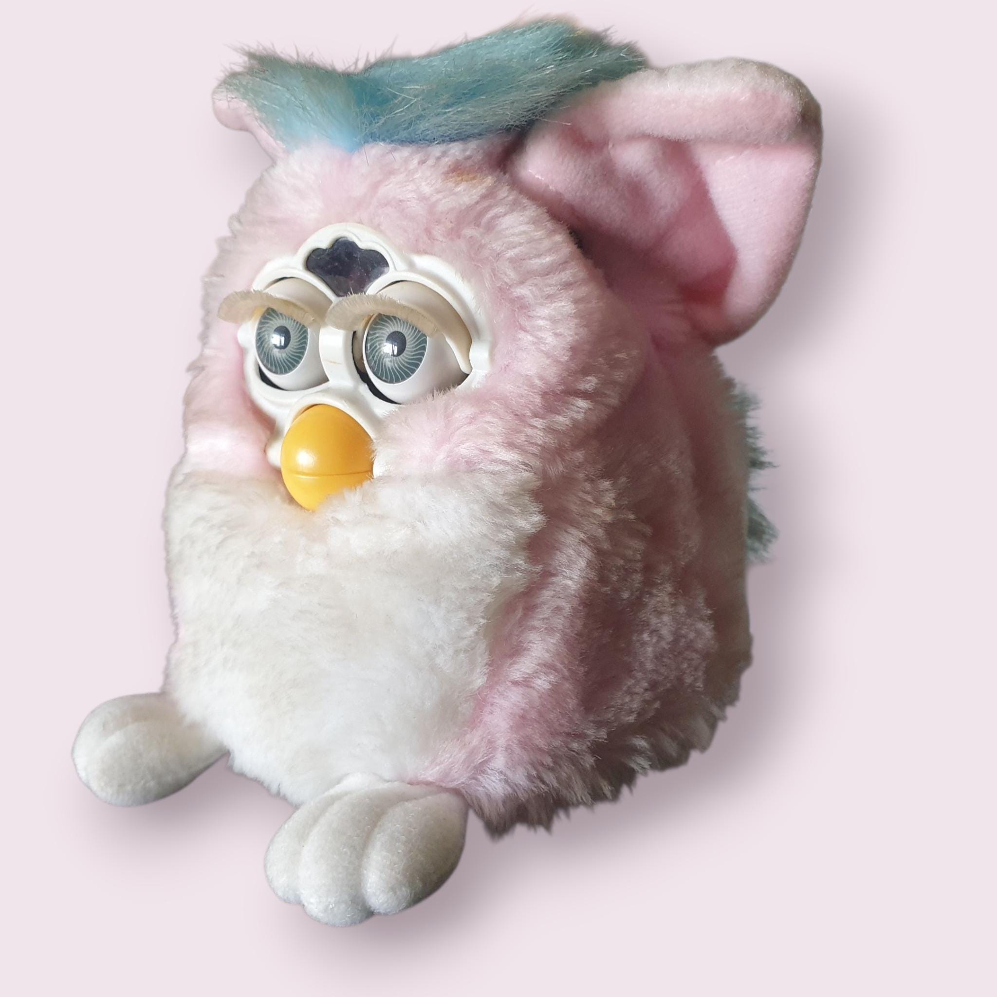 Vintage Baby Pink Furby Working Speaks Italian Pink Fur White